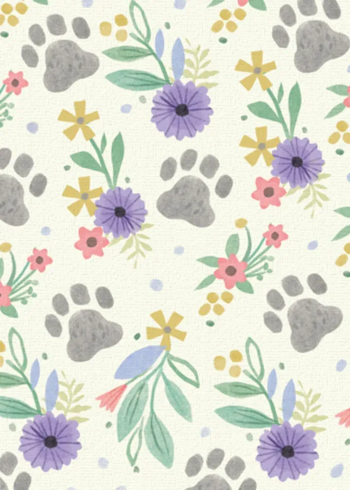 Paw Print Sympathy card inside left