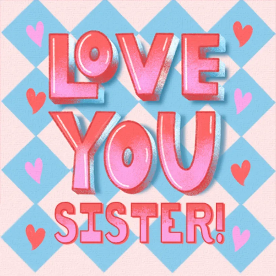 Love You Sister Valentine card front