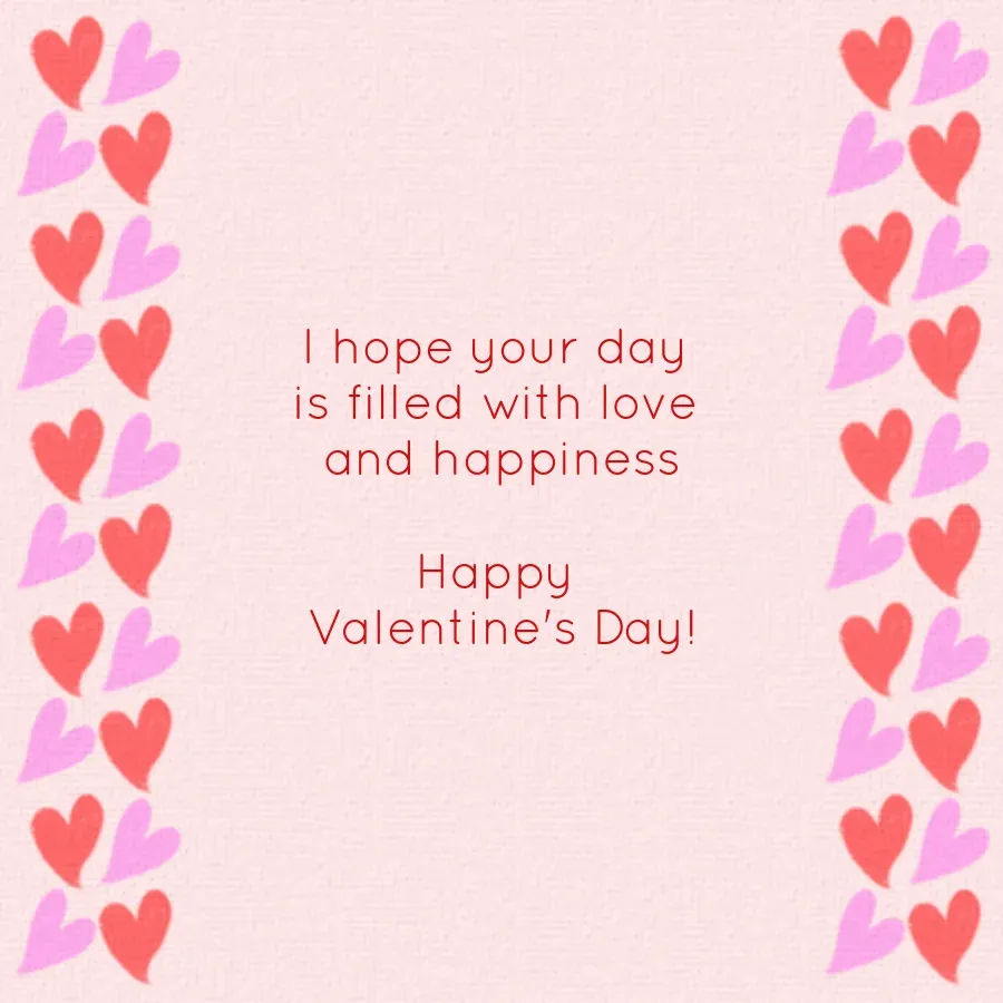 Love You Sister Valentine card inside right