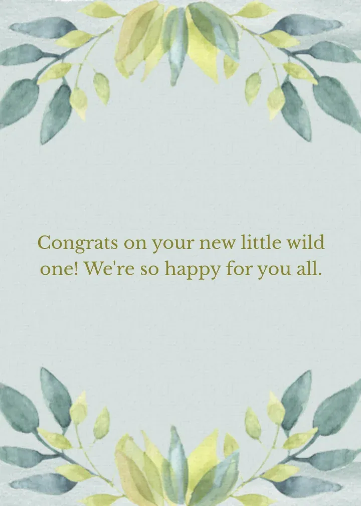 Wild One Baby card inside right