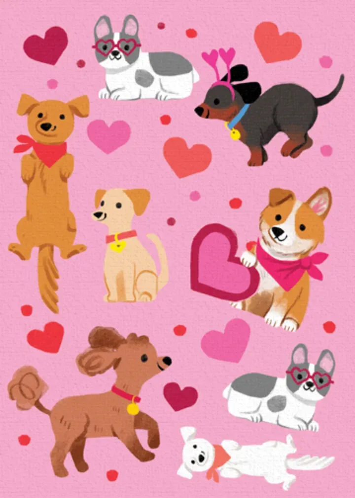 Dog Valentine's Day card inside left
