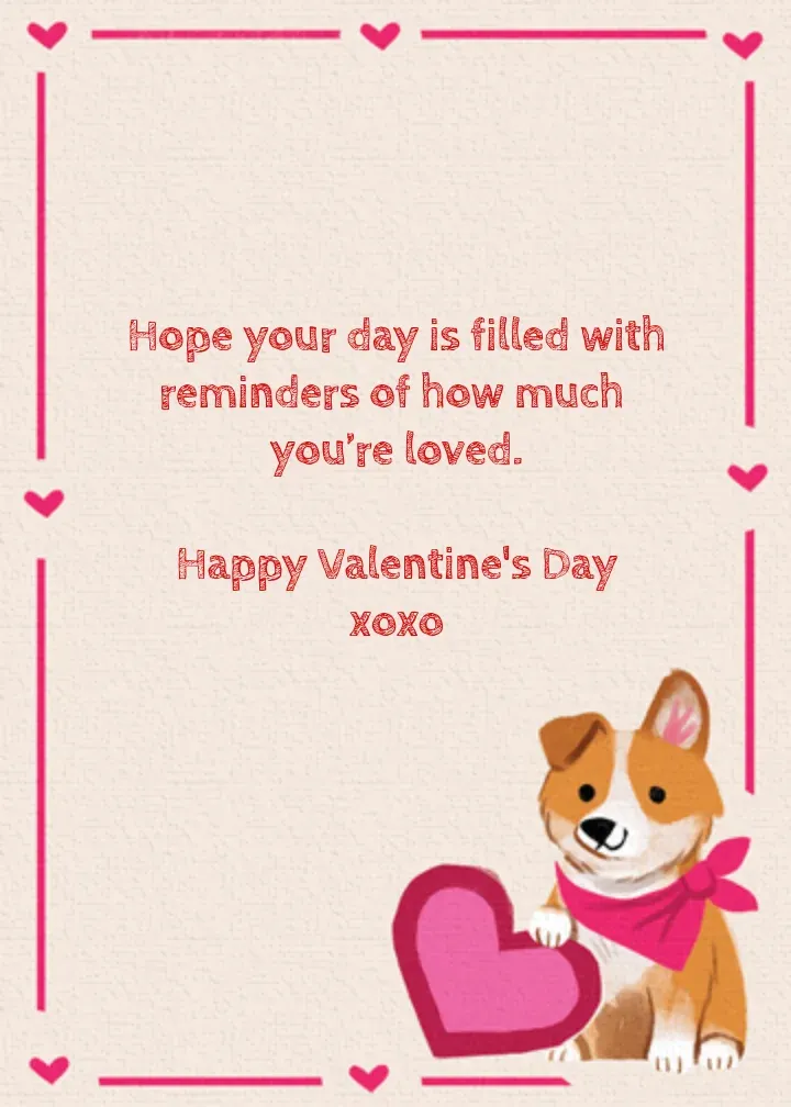 Dog Valentine's Day card inside right