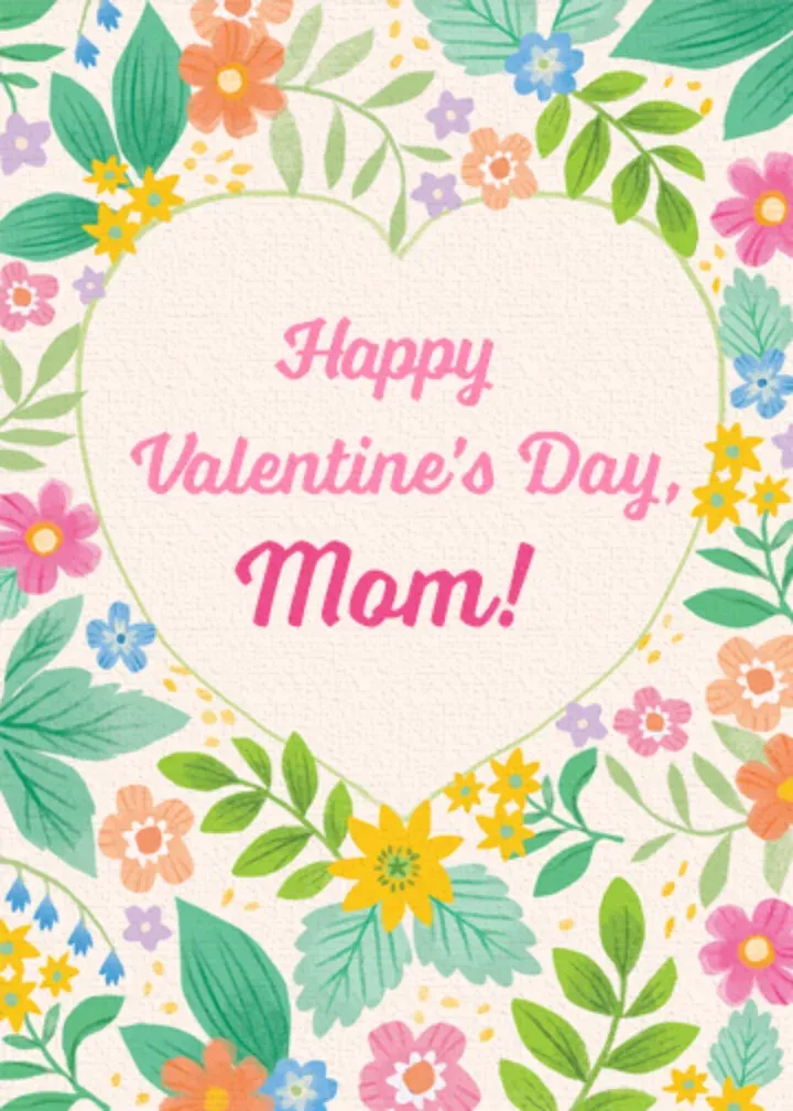 Mom Valentine Floral card front