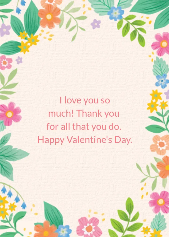 Mom Valentine Floral card inside right