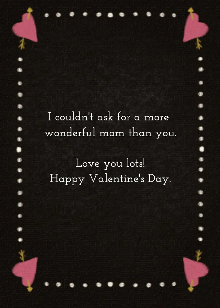 Wonderful Mom Valentine card inside right