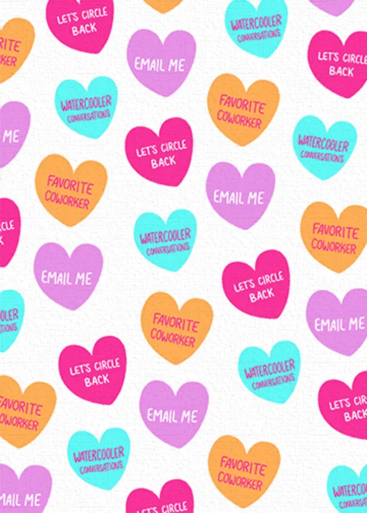 Coworker Conversation Hearts card inside left