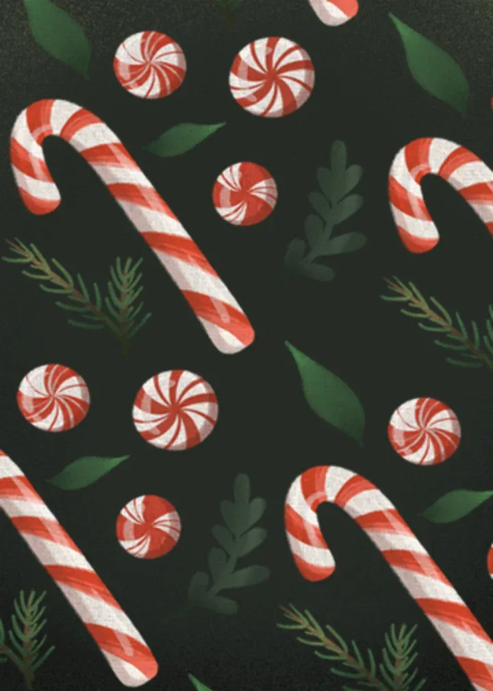 Peppermint Christmas card inside left