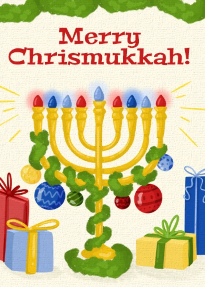 Chrismukkah Menorah card front