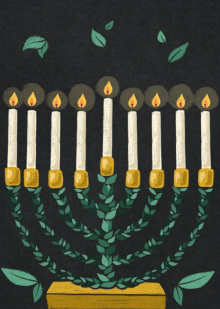 Let It Glow Hanukkah card inside left