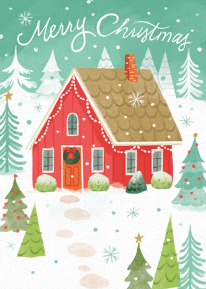 Woodsy Christmas House card front