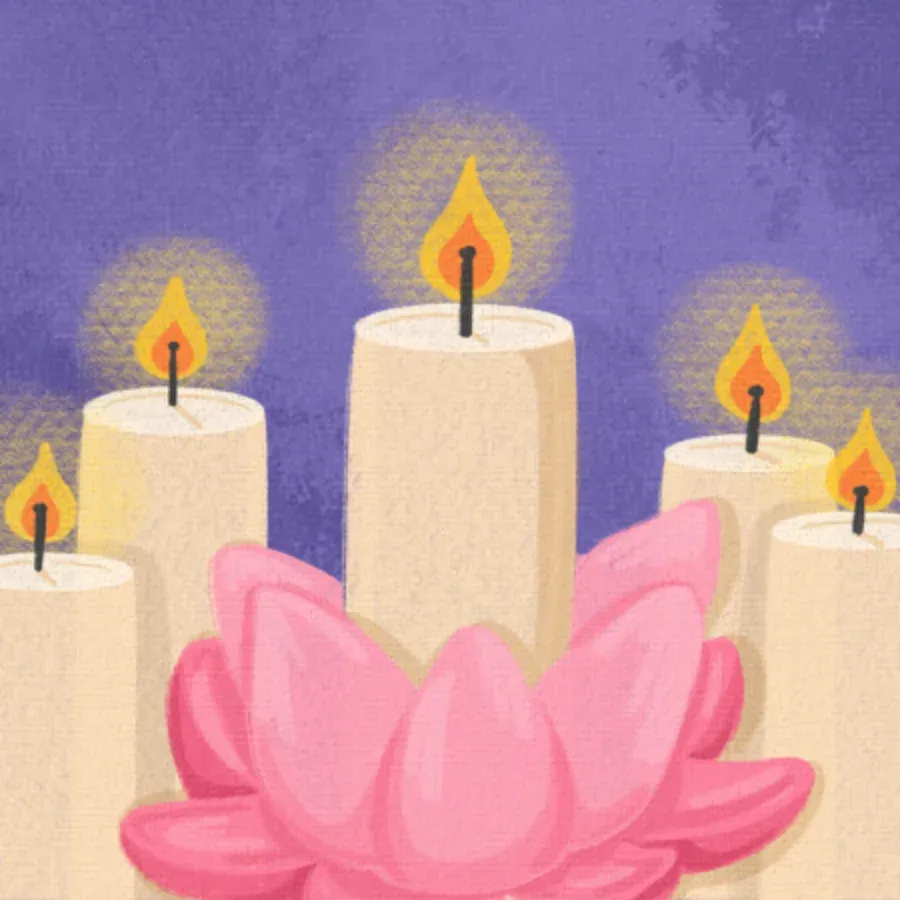 Lotus Candles card inside left