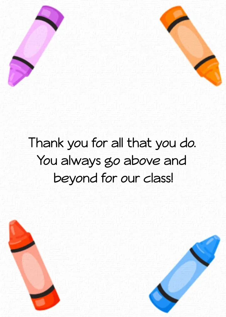 Teacher Crayon card inside right