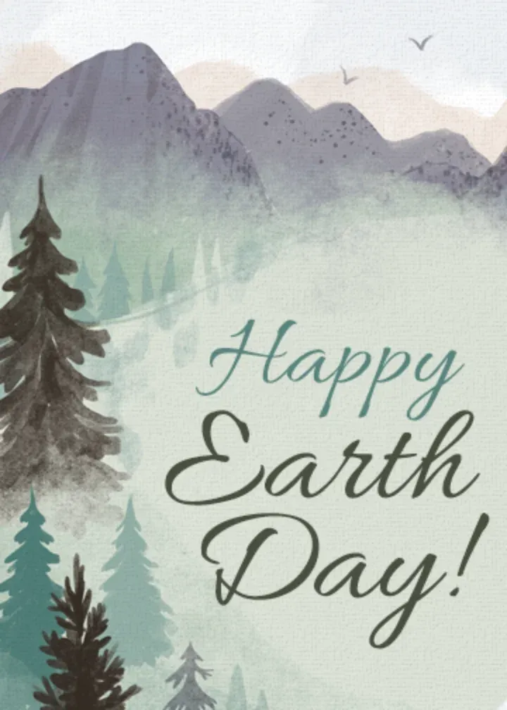 Earth Day Mountains card front