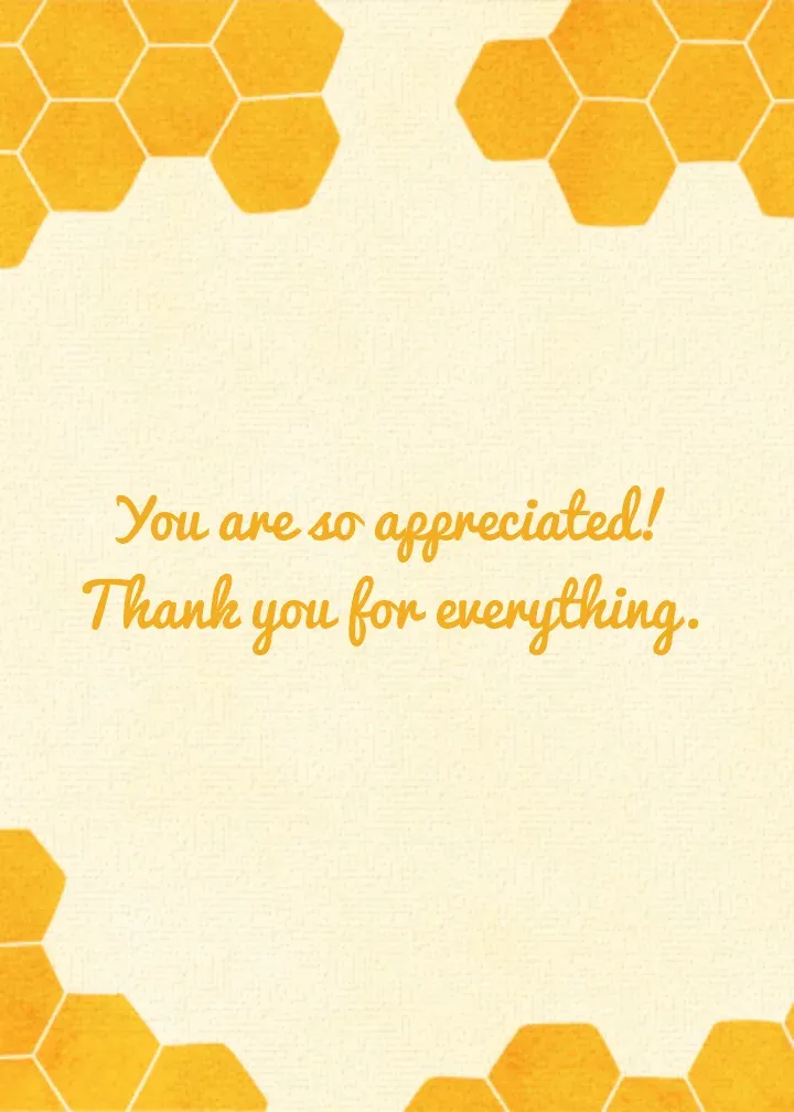 Bee Thankful card inside right