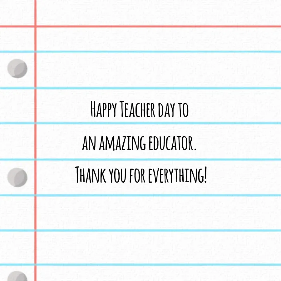 Happy Teacher Day Hearts card inside right