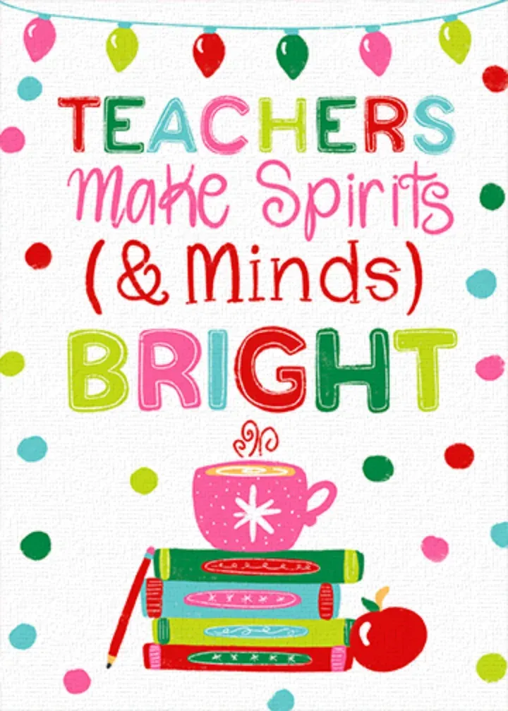 Teacher Bright Holiday card front