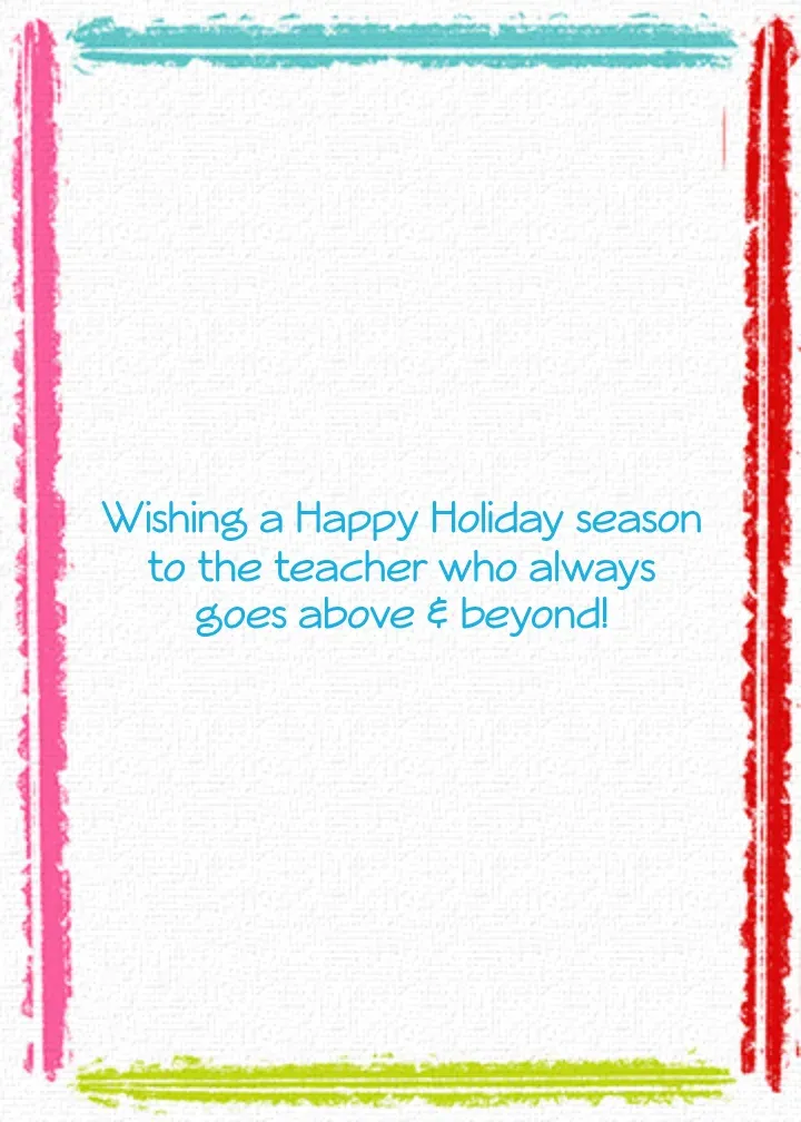 Teacher Bright Holiday card inside right