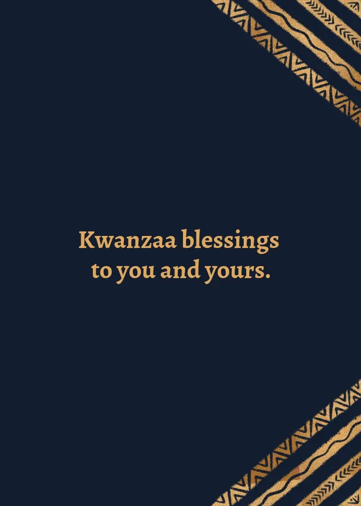Golden Kwanzaa card inside right
