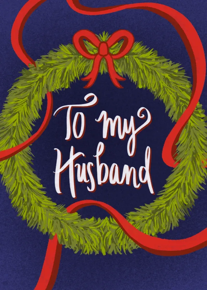 To My Husband Wreath card front
