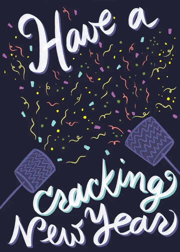 New Year's Confetti Popper card front