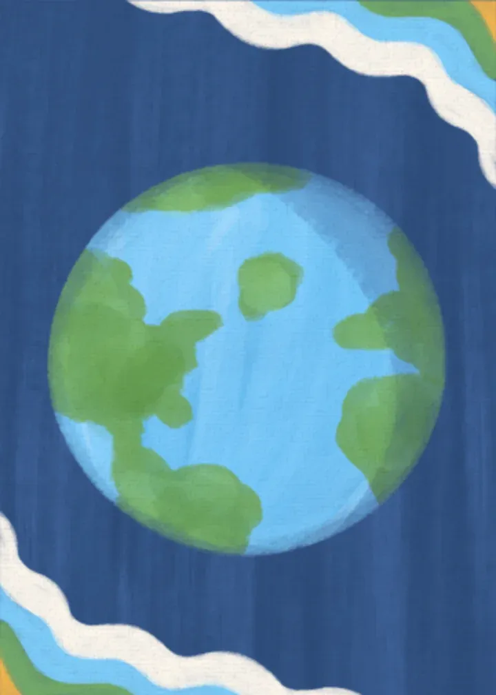 Happy Earth Day Planet card inside left