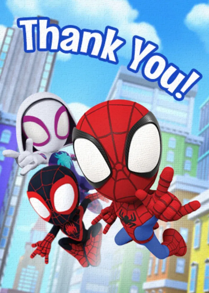 Spidey Birthday Thank You card front