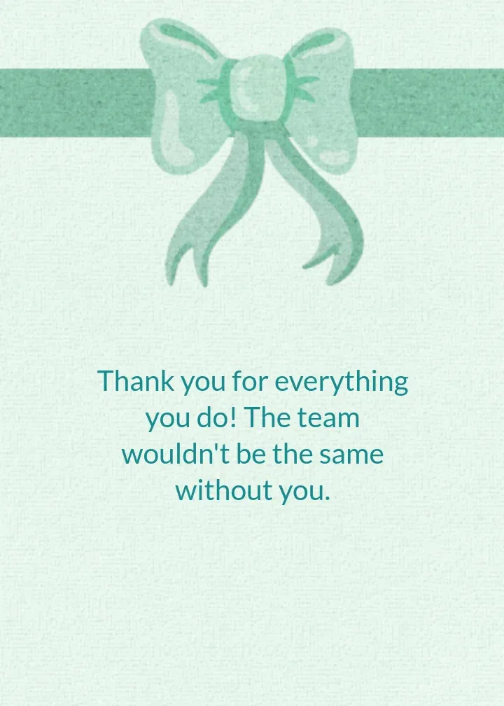 Thanks a Bunch Admin card inside right