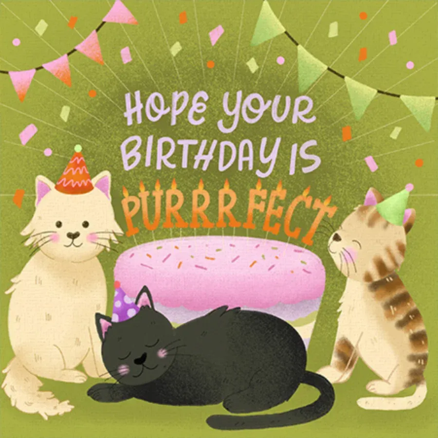 Purrrfect Birthday card front
