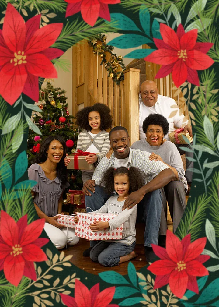 Poinsettia Photo card front