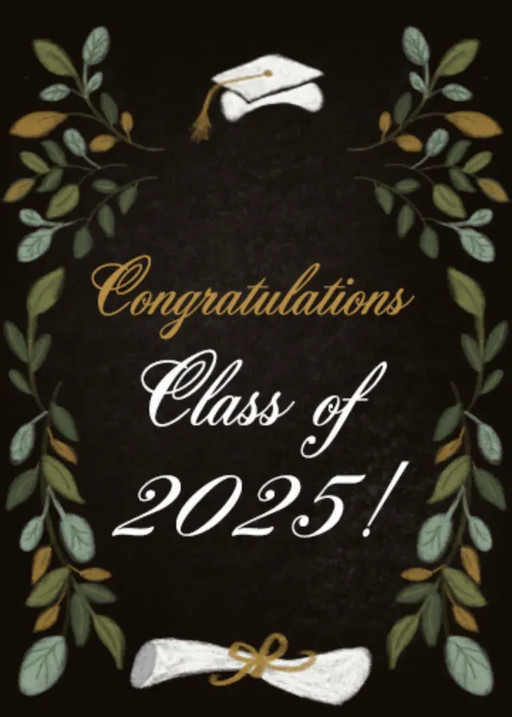 Grad Cap Greenery card front