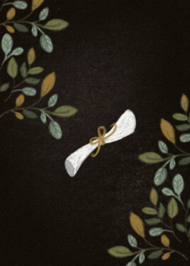 Grad Cap Greenery card inside left