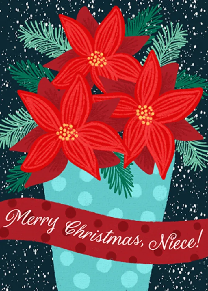 Poinsettia Niece card front