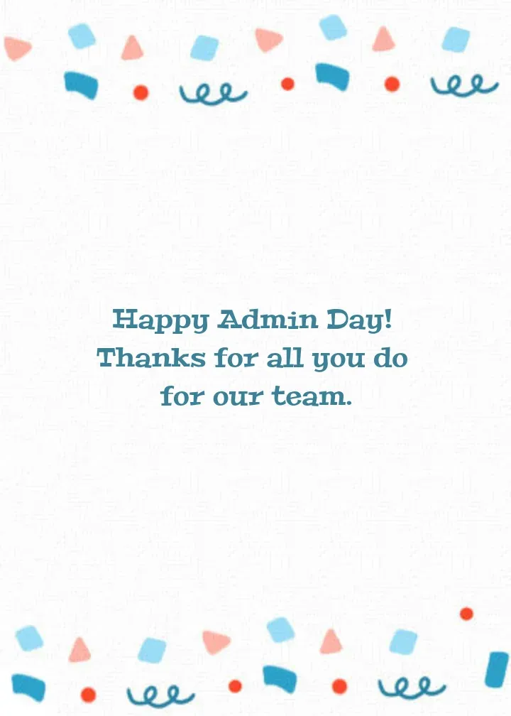 Hooray Admin Day card inside right