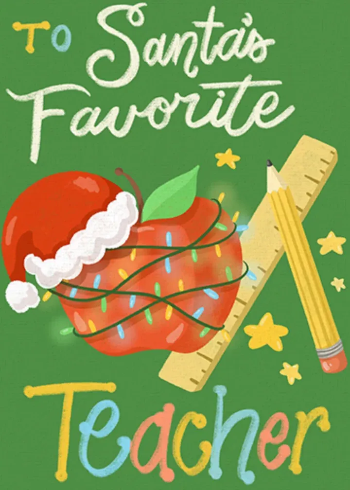 Santa Teacher Thank You card front