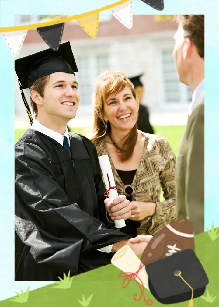 Football Grad Photo card front