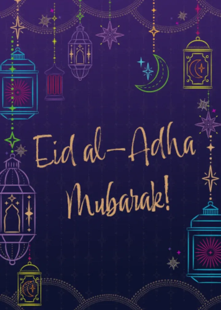 Colorful Eid Lanterns card front