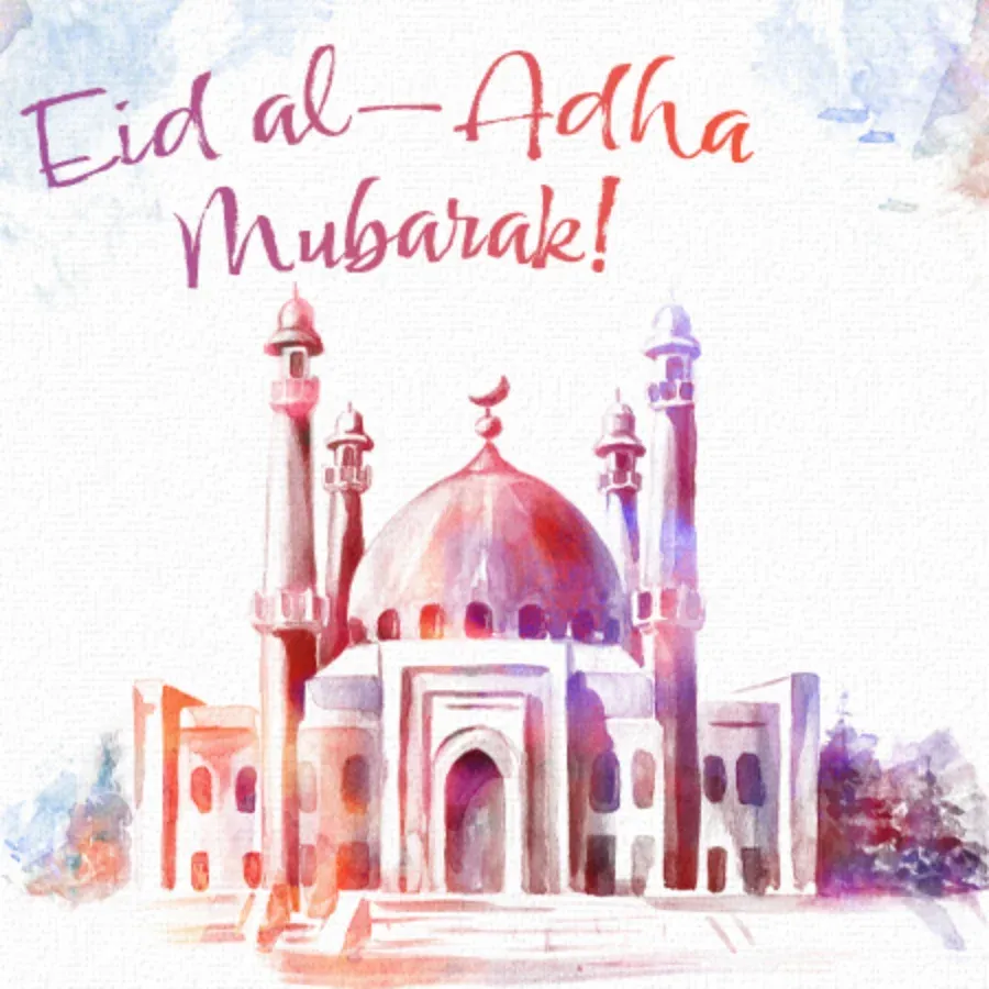 Watercolor Eid card front