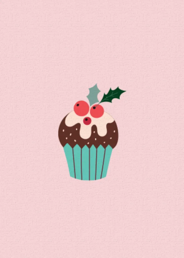 Birthday Holly Cupcake card inside left