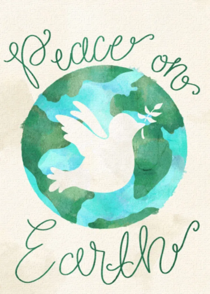Illustrated Peace on Earth card front