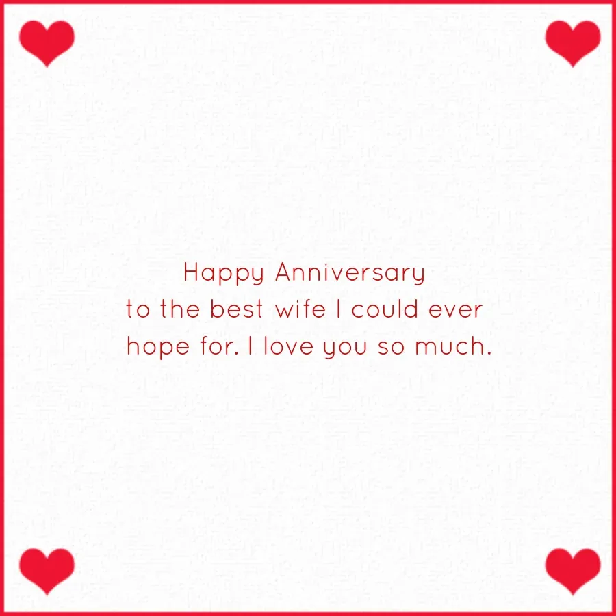 Anniversary Love Wife card inside right