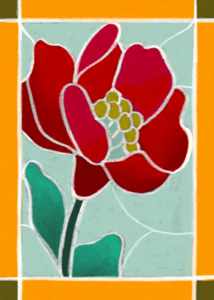 Stained Glass Baptism card inside left