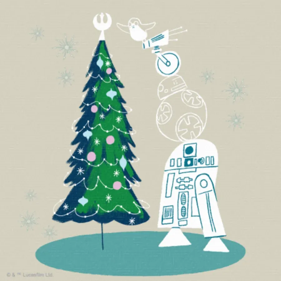 Star Wars Retro Holidays card inside left