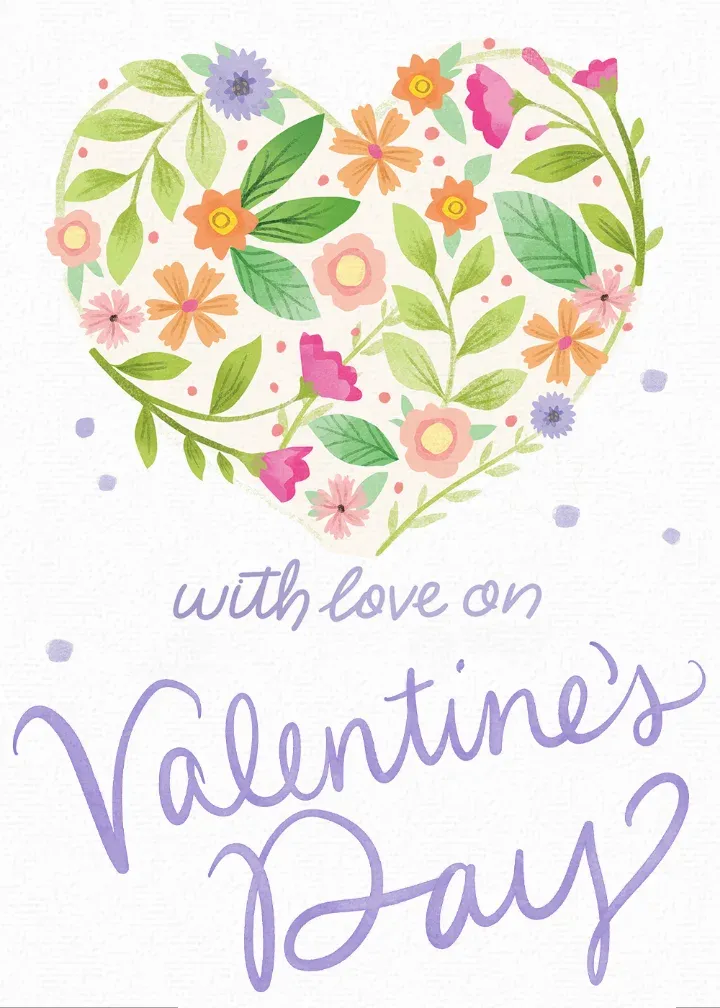 Floral Valentine Heart card front