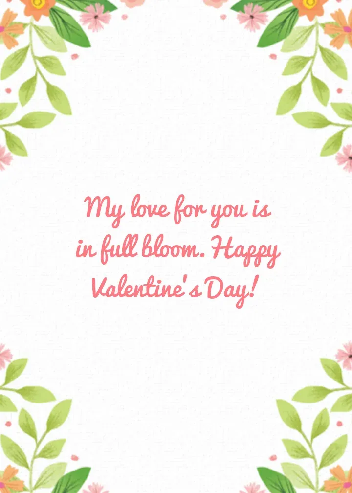 Floral Valentine Heart card inside right