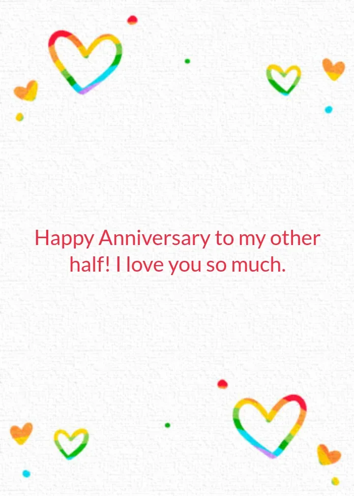 Rainbow Anniversary card inside right