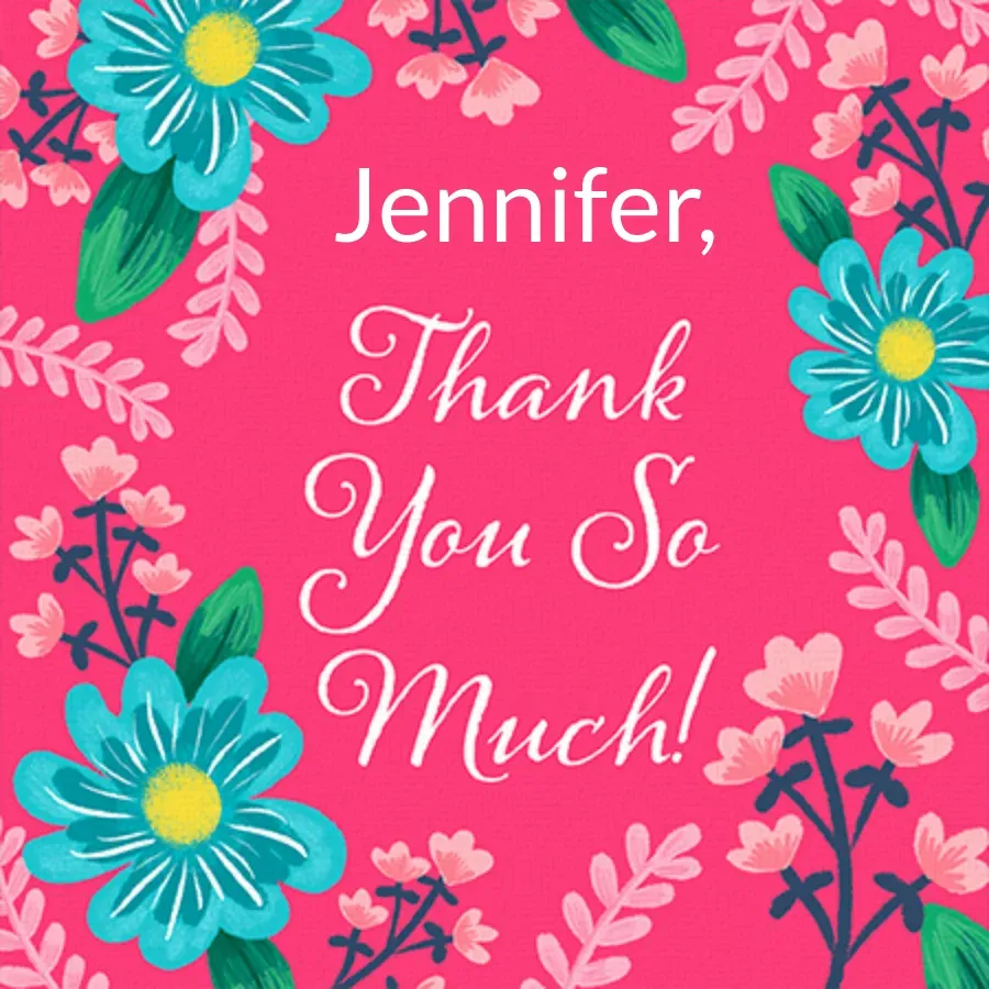 Personalized Floral Thank You card front