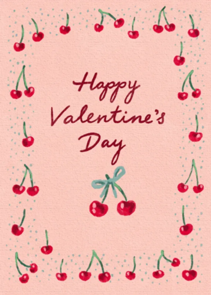 Cherries & Bows card front