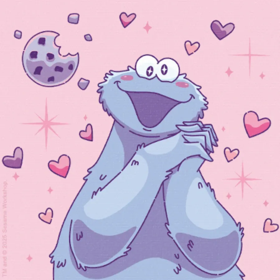 Cookie Monster Happy Valentine card inside left