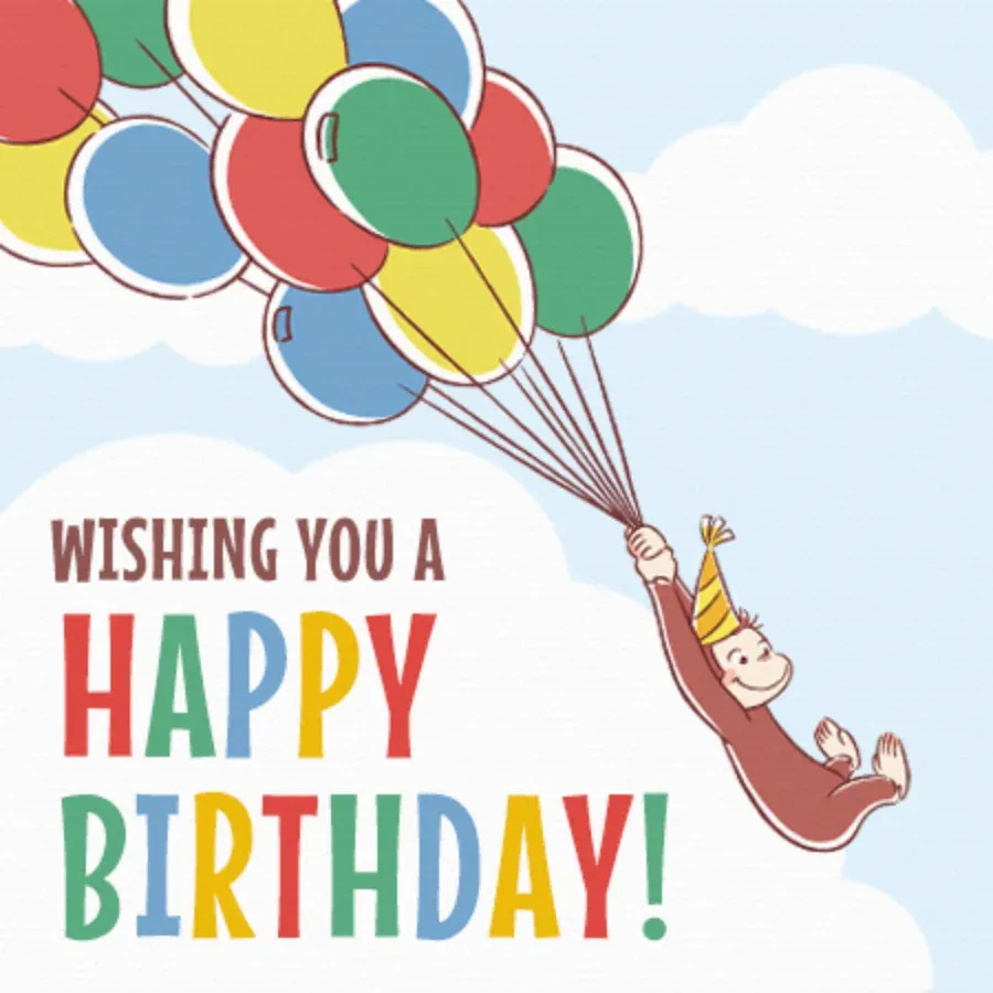 Curious George | Illustrated Happy Birthday card front