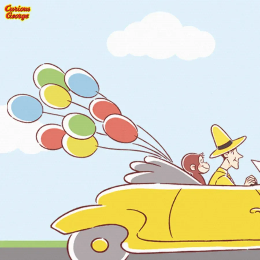 Curious George | Illustrated Happy Birthday card inside left